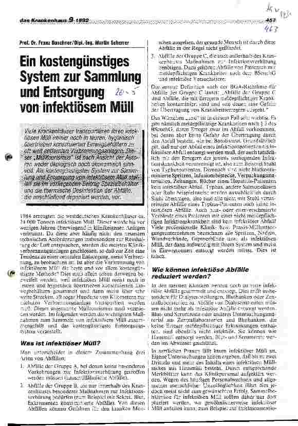 Vorschauseite 1: Ein kostengünstiges System zur Sammlung und Entsorgung von infektiösem Müll