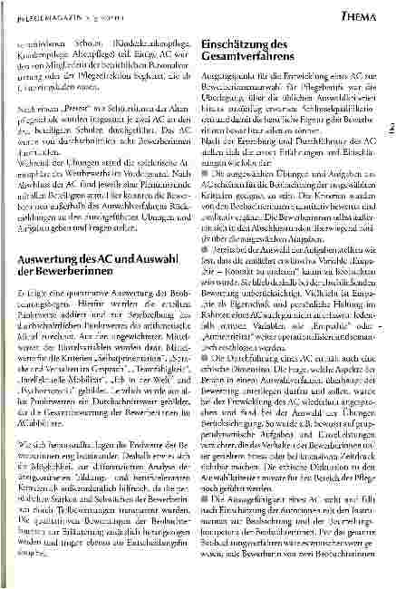 Vorschauseite 6: Das Assessment-Center zur Bewerberauswahl in der Pflegeausbildung Erste Erfahrungen im Modellprojekt Integrierte Pflegeausbildung in Bremen