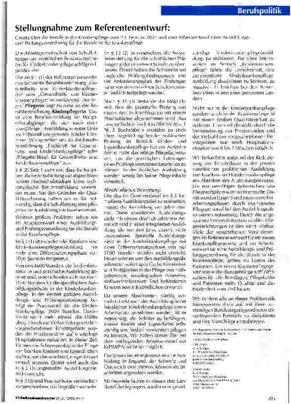 Vorschauseite 1: Stellungnahme zum Referentenentwurf