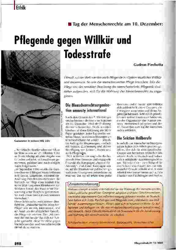 Vorschauseite 1: Pflegende gegen Willkür und Todesstrafe