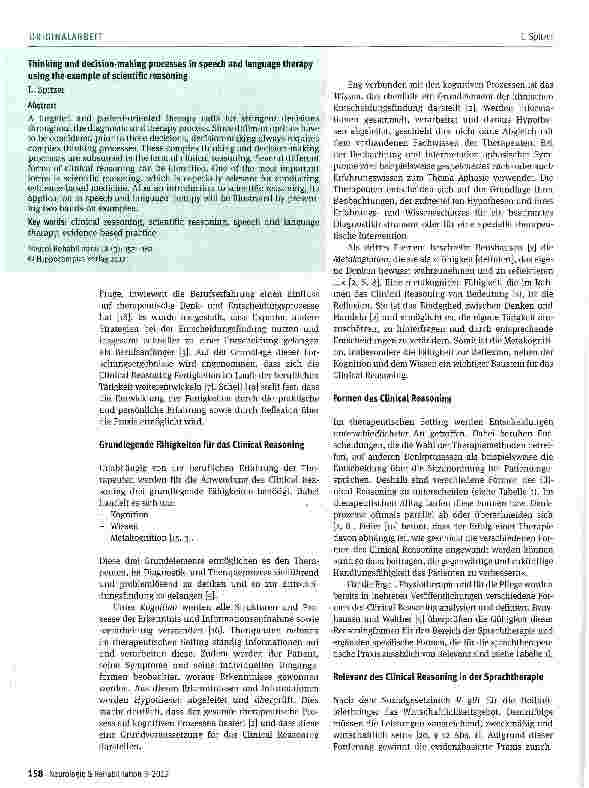 Vorschauseite 2: Denkund Entscheidungsprozesse in der Logopädie am Beispiel des Scientific Reasoning