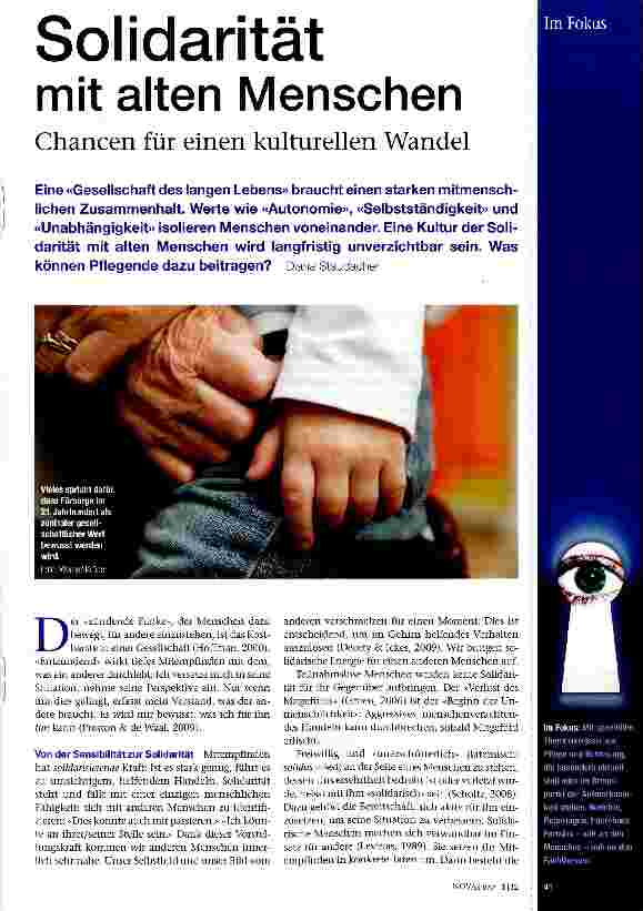 Vorschauseite 1: Solidarität mit alten Menschen