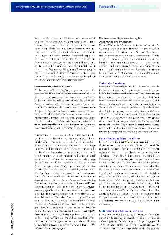 Vorschauseite 2: Psychosoziale Aspekte bei der Amyotrophen Lateralsklerose (ALS)