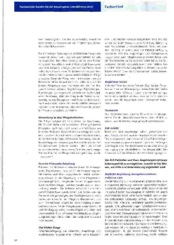 Vorschauseite 3: Psychosoziale Aspekte bei der Amyotrophen Lateralsklerose (ALS)