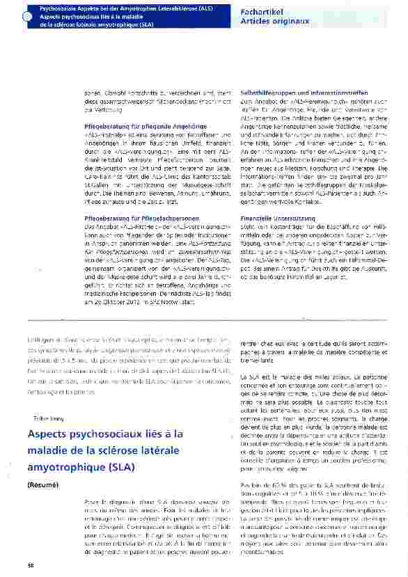 Vorschauseite 4: Psychosoziale Aspekte bei der Amyotrophen Lateralsklerose (ALS)