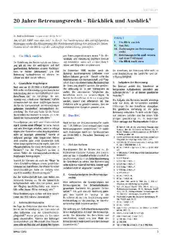 Vorschauseite 1: 20 Jahre Betreuungsrecht - Rückblick und Ausblick