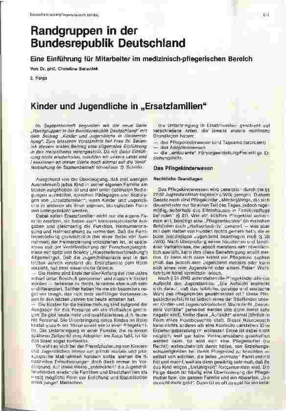 Vorschauseite 1: Randgruppen in der Bundesrepublik Deutschland 2. Folge