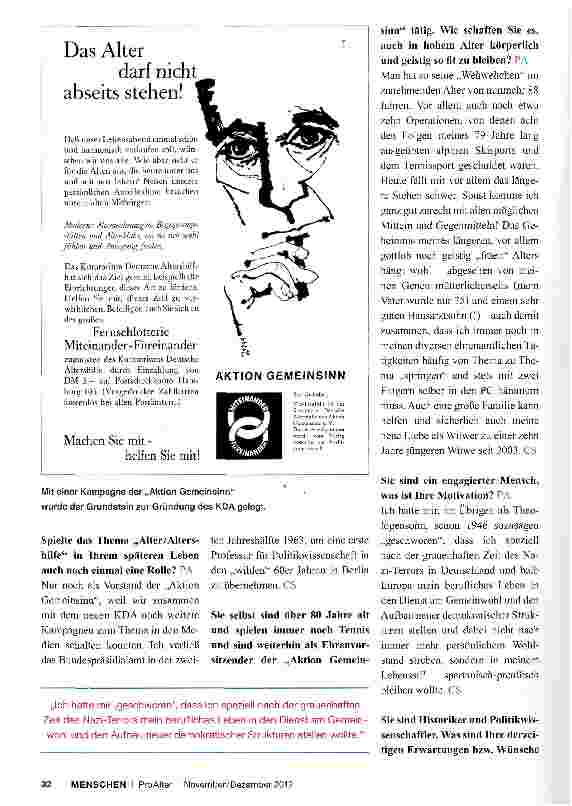 Vorschauseite 3: „Ich bleibe bei aller Skepsis ein realistischer Optimist Interview mit dem KDA-Gründungspaten Prof. Dr. Carl-Christoph Schweitzer