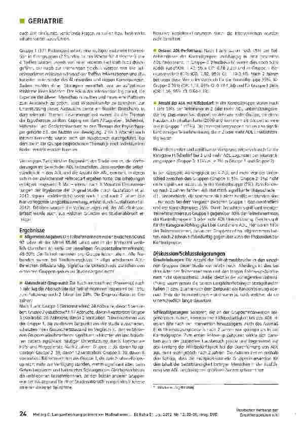 Vorschauseite 2: Langzeitwirkung präventiver Maßnahmen zum Erhalt der Selbstständigkeit in den ADL bei betagten Menschen