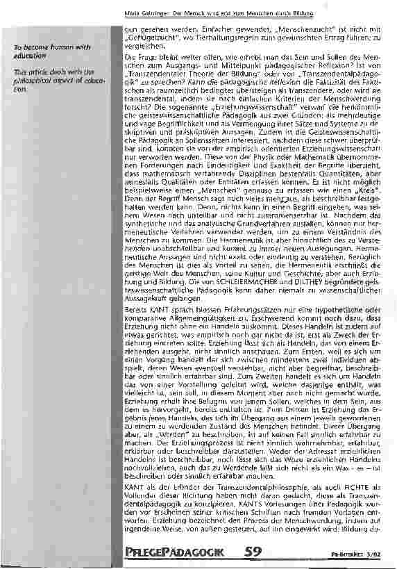 Vorschauseite 2: Der Mensch wird erst zum Menschen durch Bildung