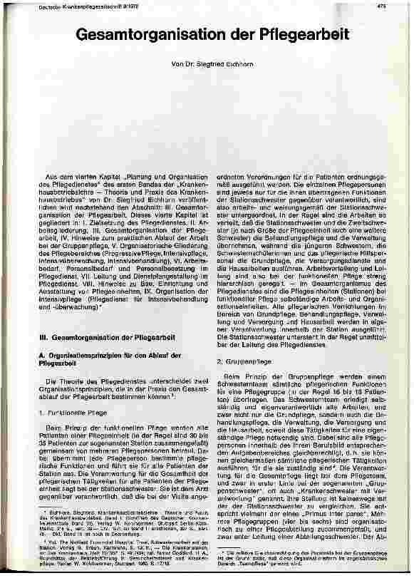 Vorschauseite 1: Die Organisation der Pflegearbeit
