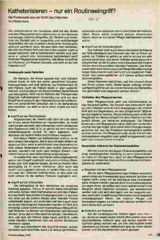 Vorschauseite 1: Katheterisierung - nur ein Routineeingriff?
