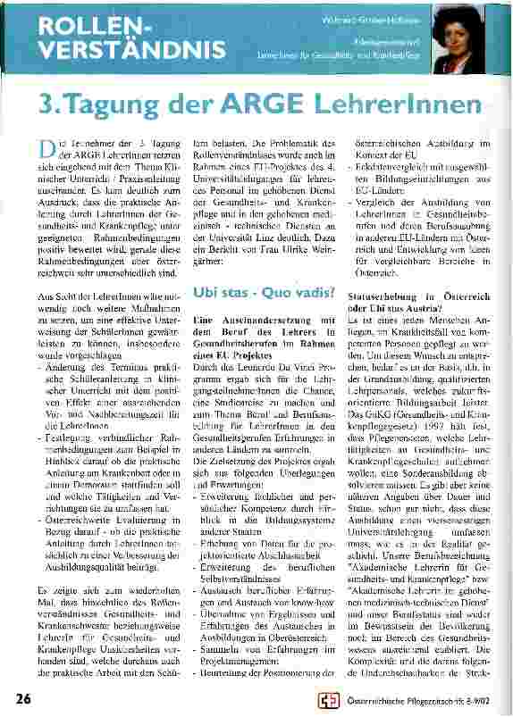 Vorschauseite 1: Rollenverständnis - 3. Tagung der ARGE LehrerInnen