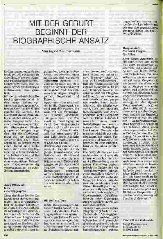 Vorschauseite 1: Mit der Geburt beginnt der biographische Ansatz