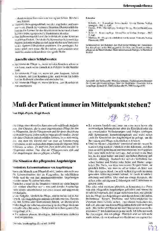 Vorschauseite 1: Muß der Patient immer im Mittelpunkt stehen?