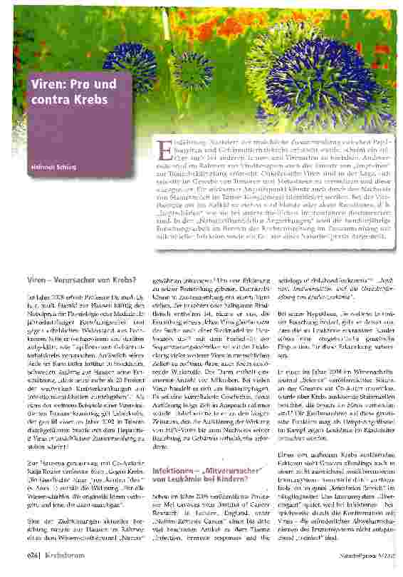 Vorschauseite 1: Viren: Pro und contra Krebs