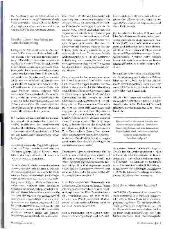 Vorschauseite 2: Viren: Pro und contra Krebs