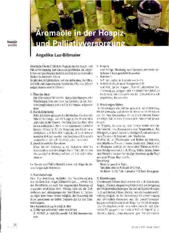Vorschauseite 1: Aromaöle in der Hospizund Palliativversorgung