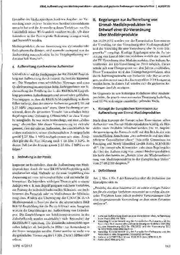 Vorschauseite 3: Aufbereitung von Medizinprodukten - aktuelle und geplante Änderungen von Vorschriften