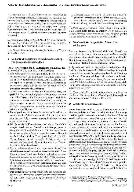 Vorschauseite 4: Aufbereitung von Medizinprodukten - aktuelle und geplante Änderungen von Vorschriften