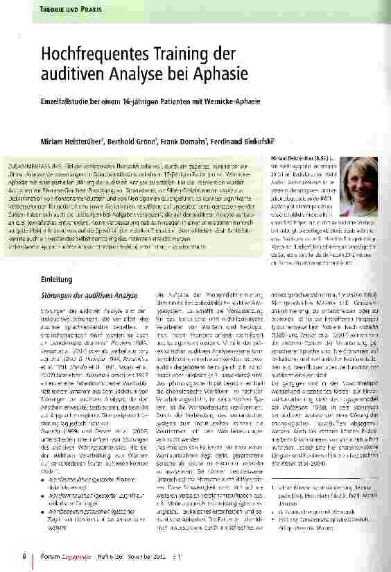 Vorschauseite 1: Hochfrequentes Training der auditiven Analyse bei Aphasie