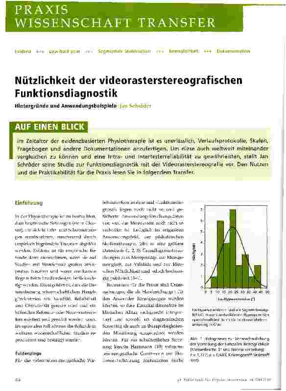 Vorschauseite 1: Nützlichkeit der videorasterstereografischen Funktionsdiagnostik