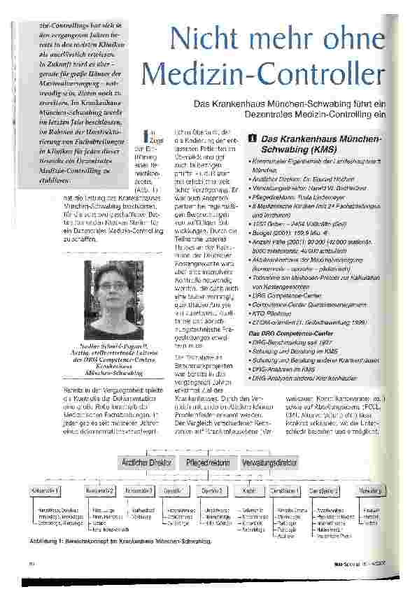 Vorschauseite 1: Nicht mehr ohne Medizin-Controller Das Krankenhaus München-Schwabing führt ein Dezentrales Medizin-Controlling ein