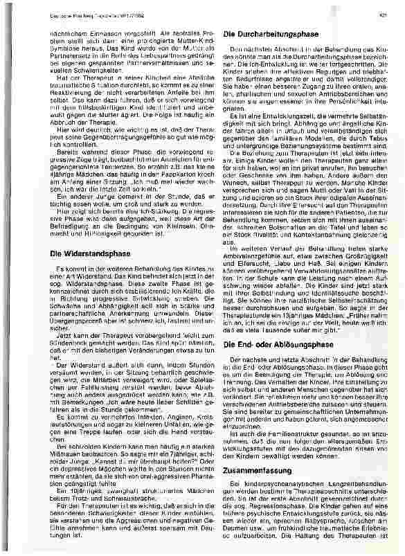 Vorschauseite 3: Der Heilungsprozeß in der psychoanalytischen Kinderpsychotherapie