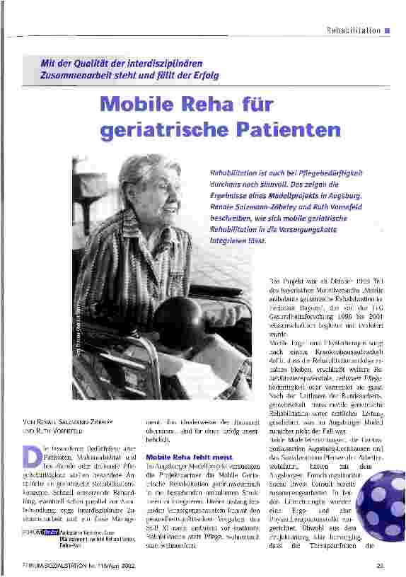 Vorschauseite 1: Mobile Reha für geriatrische Patienten