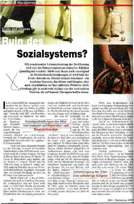 Vorschauseite 1: Krebs und Demenz: Ruin des Sozialsystems?