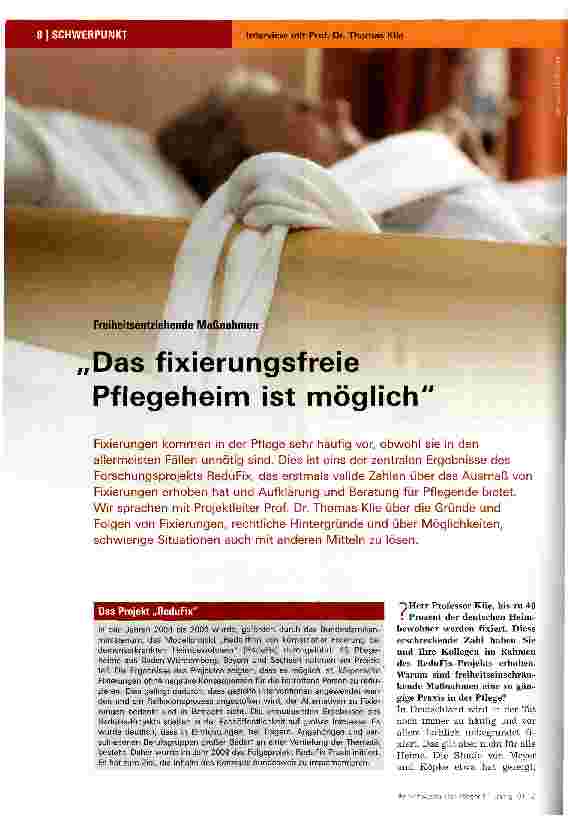 Vorschauseite 1: Das fixierungsfreie Pflegeheim ist möglich