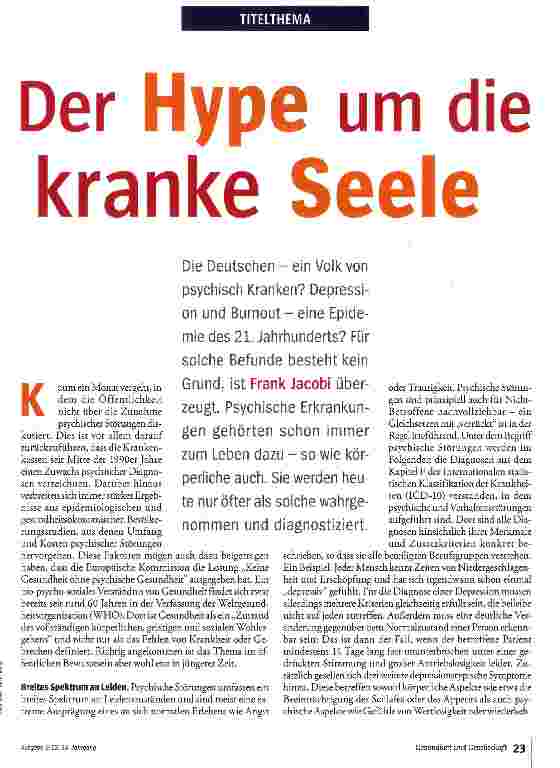 Vorschauseite 1: Der Hype um die kranke Seele