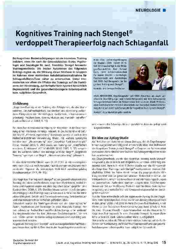 Vorschauseite 1: Kognitives Training nach Stengel® verdoppelt Therapieerfolg nach Schlaganfall