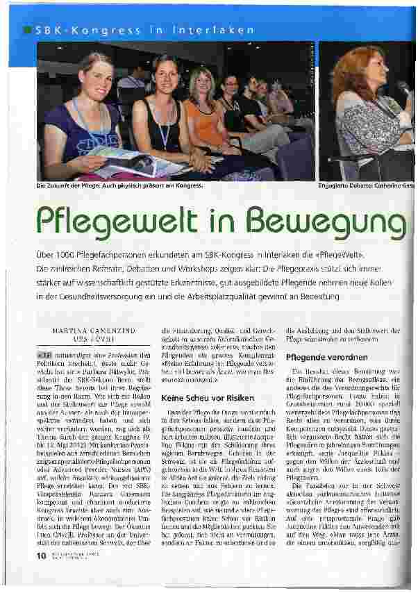Vorschauseite 1: Pflegewelt in Bewegung