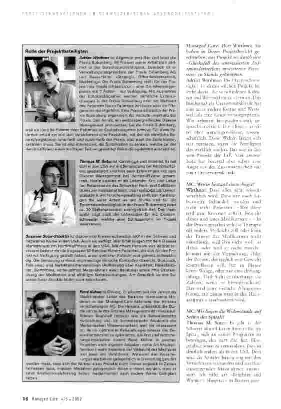 Vorschauseite 2: Disease Management als Prozessinnovation - zukunftsfähig auch in der Schweiz?