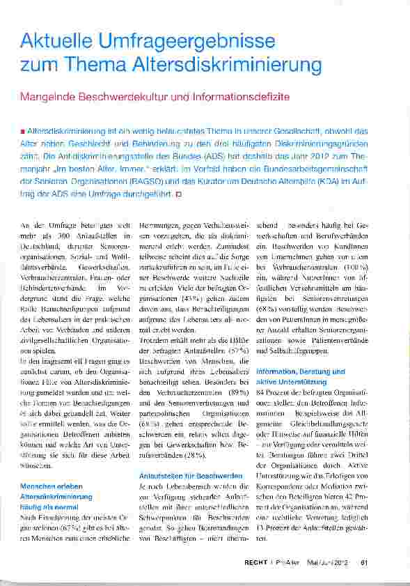 Vorschauseite 2: Aktuelle Umfrageergebnisse zum Thema Altersdiskriminierung