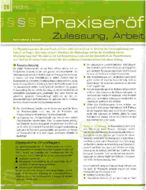 Vorschauseite 1: Praxiseröffnung: Zulassung, Arbeitsvertrag, Werbung & Co.
