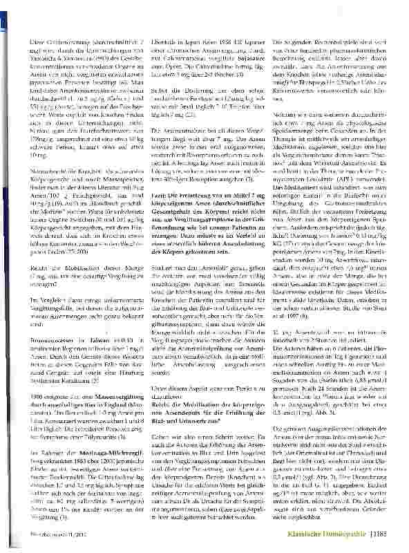 Vorschauseite 5: Ein Fll unkontrollierter Niedrigpotenzeinnahme von Arsenicum album D6 mit letalem Ausgangktirisch hinterfragt Teil 2