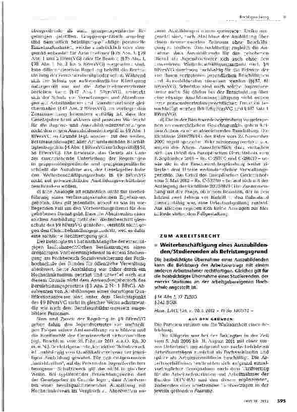 Vorschauseite 2: Kein Anspruch auf Weiterbeschäftigung im Beamtenverhältnis auf Widerruf