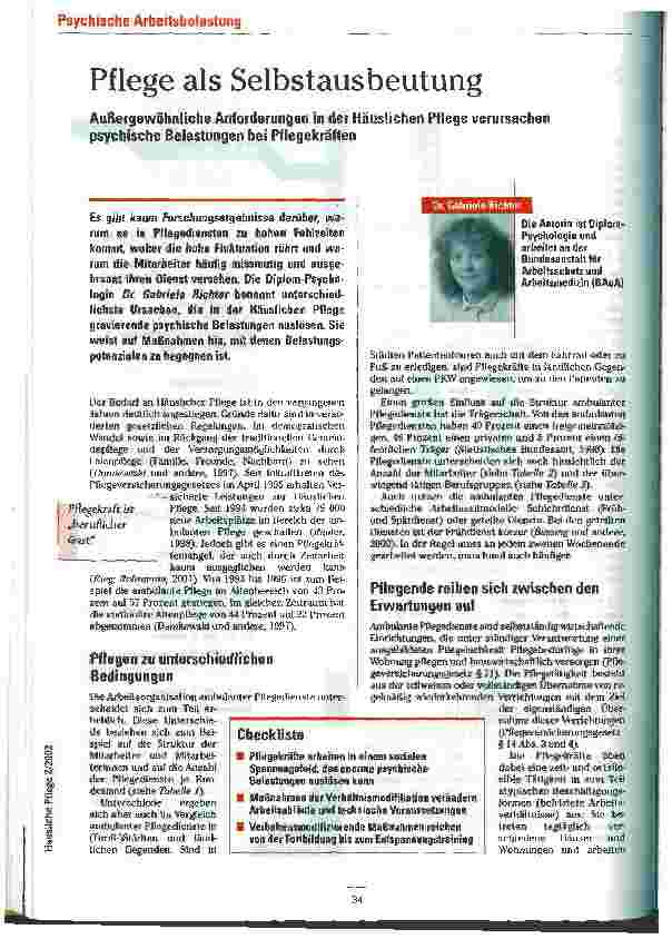 Vorschauseite 1: Pflege als Selbstausbeutung