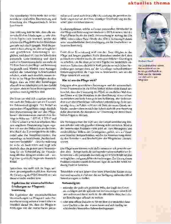 Vorschauseite 2: Jetzt oder nie! Plädoyer für eine angemessene und überprüfbare personelle Ausstattung der Pflegeheime