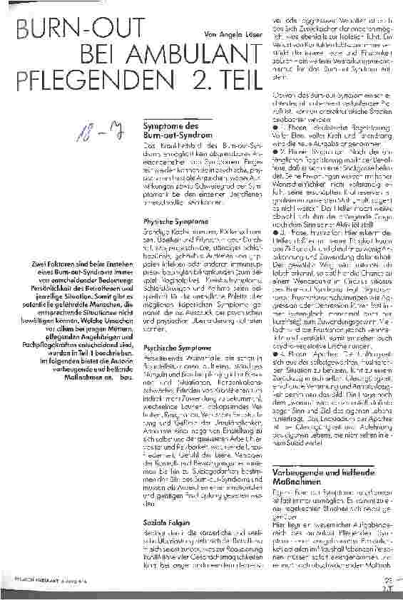 Vorschauseite 1: Burn-out bei ambulant Pflegenden 2. Teil