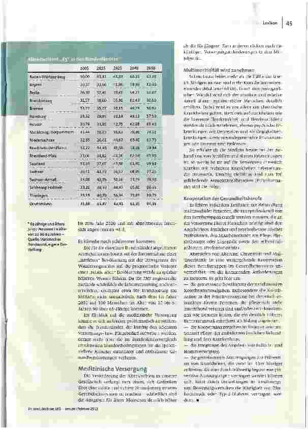 Vorschauseite 2: Demografischer Wandel und medizinische Versorgung