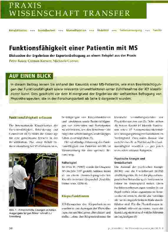 Vorschauseite 1: Funktionsfähigkeit einer Patientin mit MS