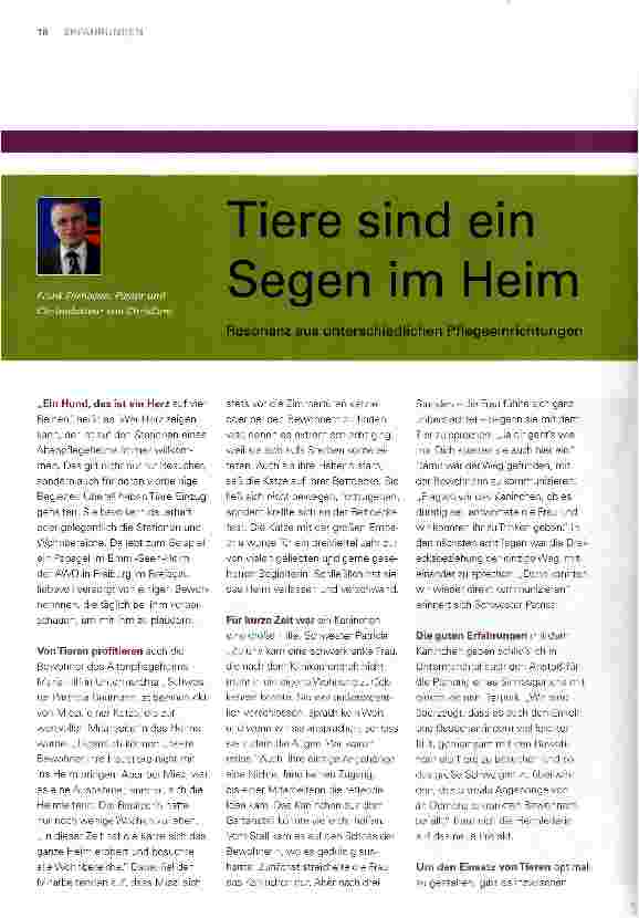 Vorschauseite 1: Tiere sind ein Segen im Heim