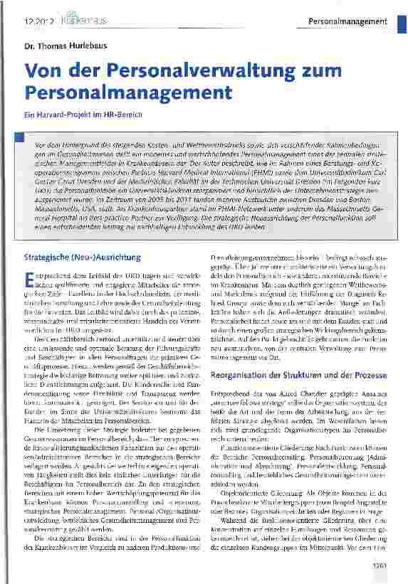 Vorschauseite 1: Von der Personalverwaltung zum Personalmanagement