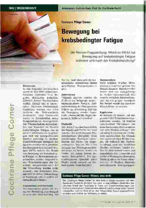 Vorschauseite 1: Bewegung bei krebsbedingter Fatigue