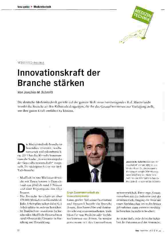 Vorschauseite 1: Innovationskraft der Branche stärken