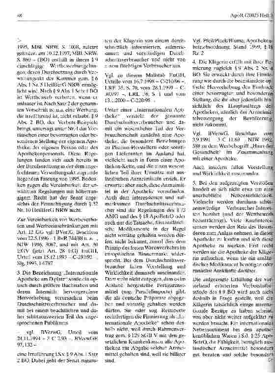 Vorschauseite 2: Der Apotheken-Name Internationale Apotheke ist irreführend im Sinne der Berufsordnung der Apothekerkammer Nordrhein