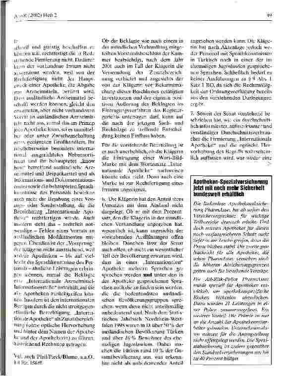 Vorschauseite 3: Der Apotheken-Name Internationale Apotheke ist irreführend im Sinne der Berufsordnung der Apothekerkammer Nordrhein